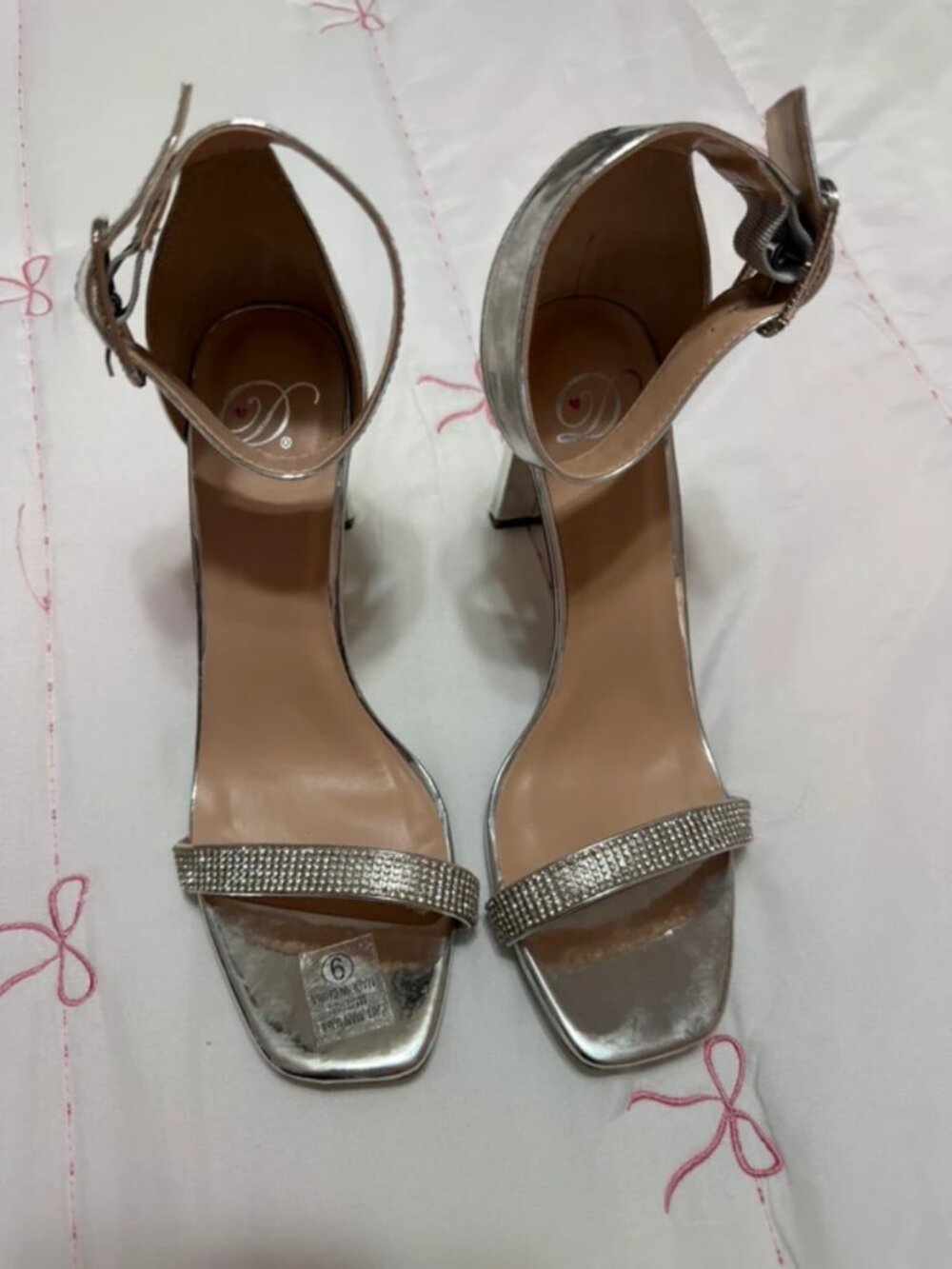 Silver Block Heels